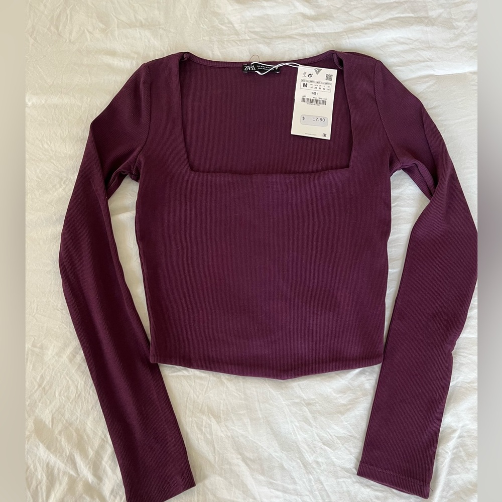Zara Square Neck Ribbed Long sleeve - new with tags!